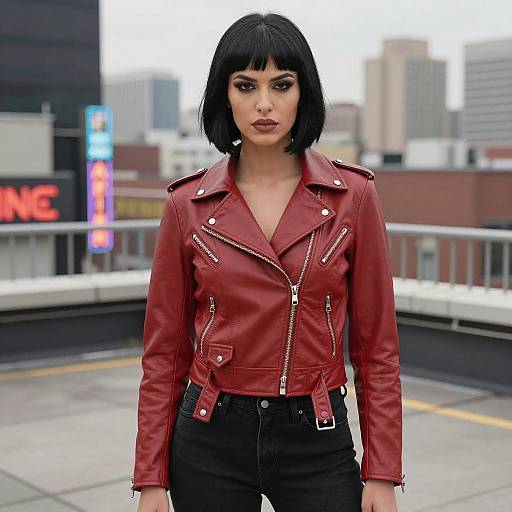 Confident Woman on Urban Rooftop