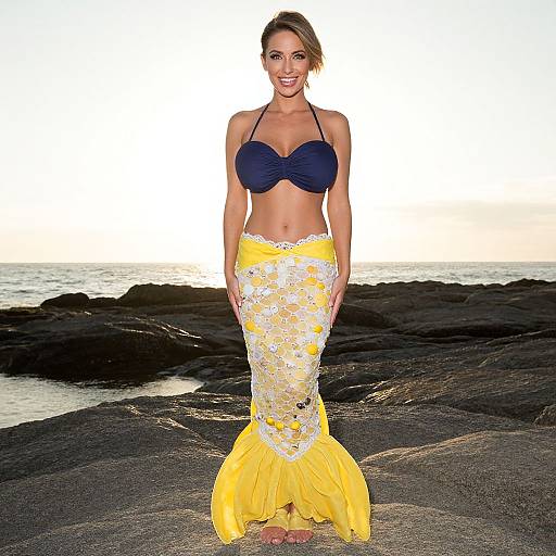 Joyful Woman in DIY Mermaid Costume