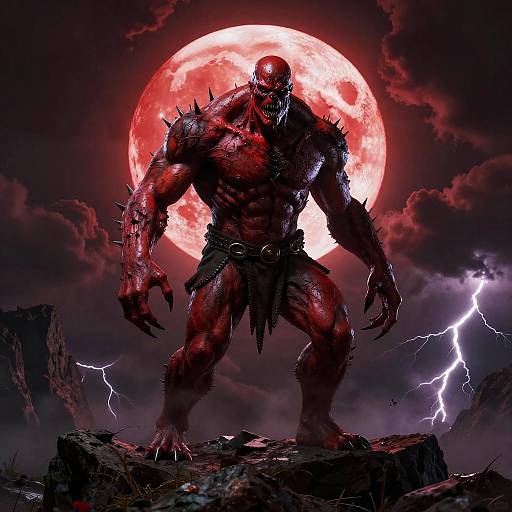 Scarred Red Monster on Cliff