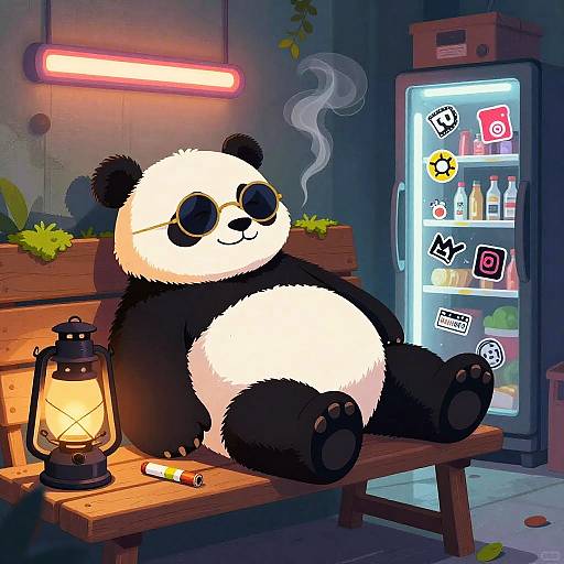 Chill Panda Vibes with Neon Glow