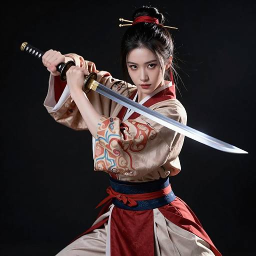 Oriental Cyborg Samurai with Katana