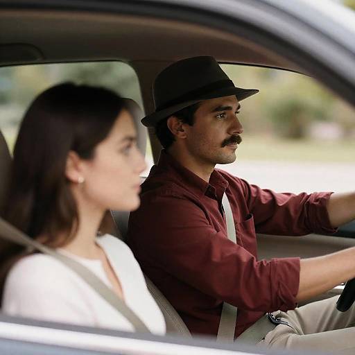 Intimate Drive: Man and Woman's Moment