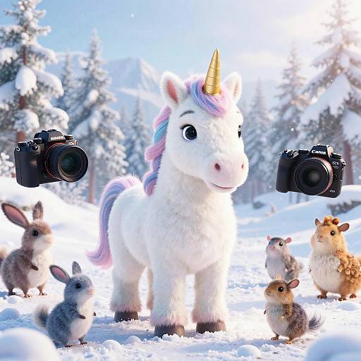 Adorable Unicorn's Magical Winter Journey