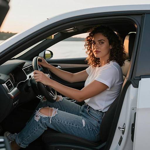 Cinematic Lifestyle: Woman in Luxury Sedan