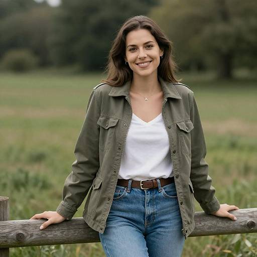 Smiling Woman in Forest Setting