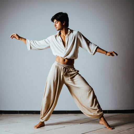 Male Dancer in Flowing White Blouse and Loose Pants