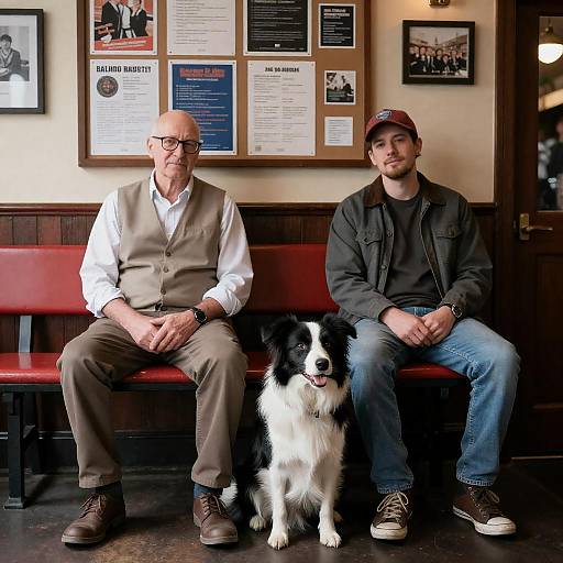 Pub Bench Portrait with Border Collie