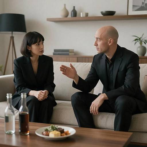 Formal Conversation in Modern Living Room