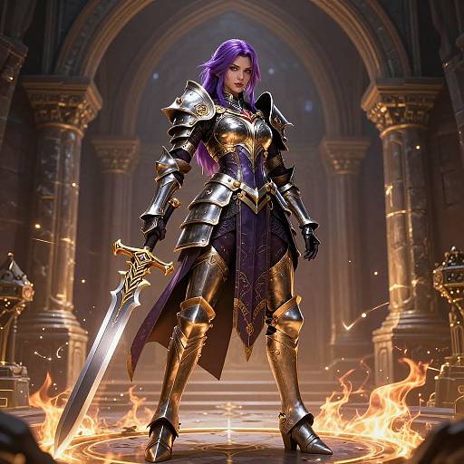 Purple-Haired Fantasy Warrior Princess