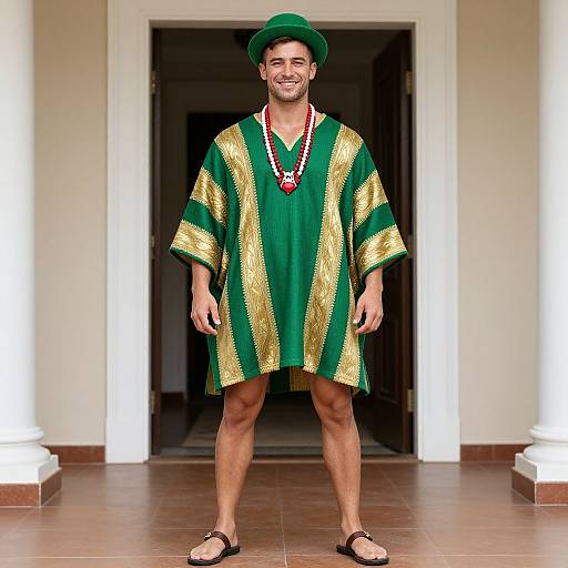 Confident Man in Vibrant Poncho