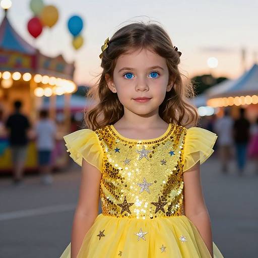 Sparkling Girl in Yellow Sequin Dress