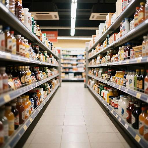 Cinematic High-Detail Bright Supermarket Aisles