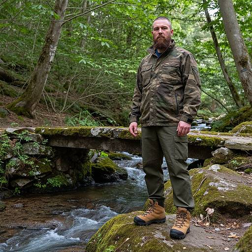 Bearded Man in Mossy Forest Scene