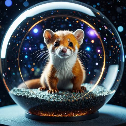 Cute Star Weasel Inside Glass Sphere in Space Cute Star Weasel Inside Glass Sphere in Space