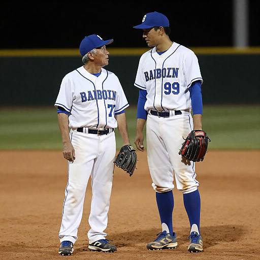 Nighttime Baseball Duo Under Lights