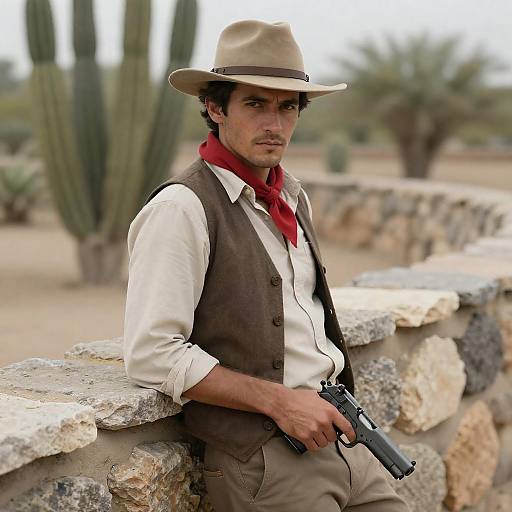 Cinematic Western Cowboy in Desert