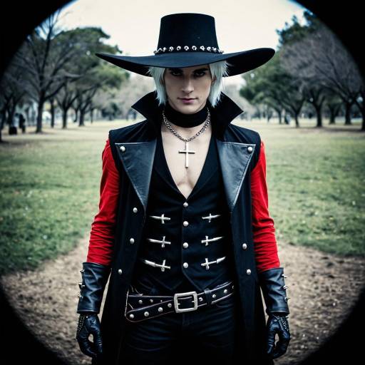 Cosplayer in Dracule Mihawk Costume with Wide-Brimmed Hat