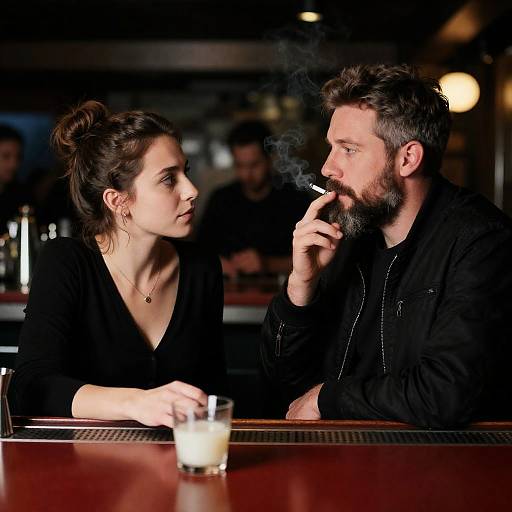 Intimate Moment at a Dim Bar