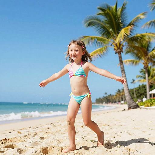 Joyful Girl on Tropical Beach