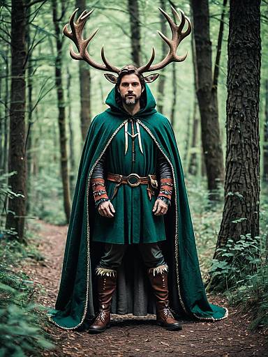 Man in Enchanted Forest Costume with Antlers