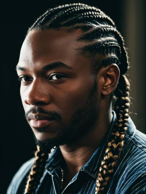 Man with Cornrow Braids Headshot