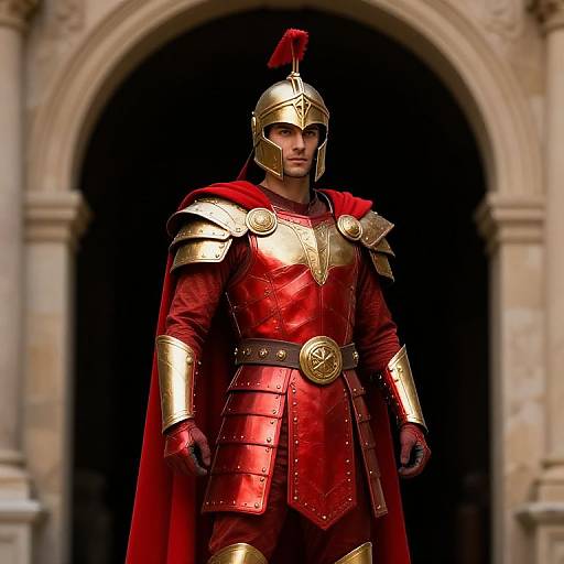 Warrior in Red and Gold Armor