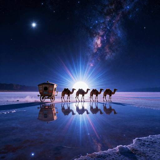 Vaporwave Moonlit Caravan in Stars