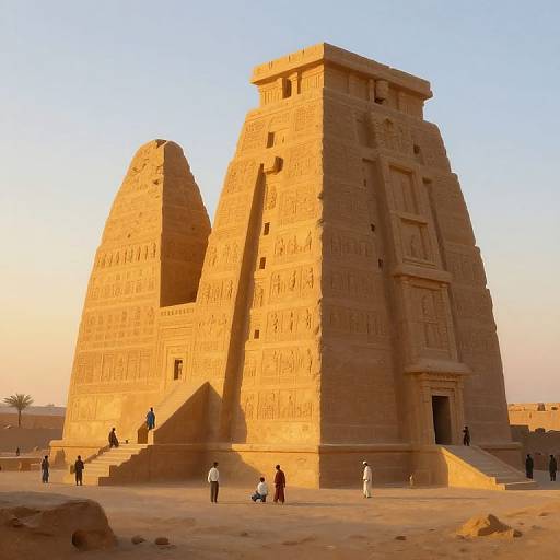 Serene Dawn Over Sandstone Ziggurat