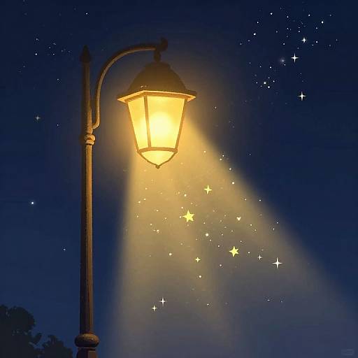 Vintage Streetlamp Under Starry Night