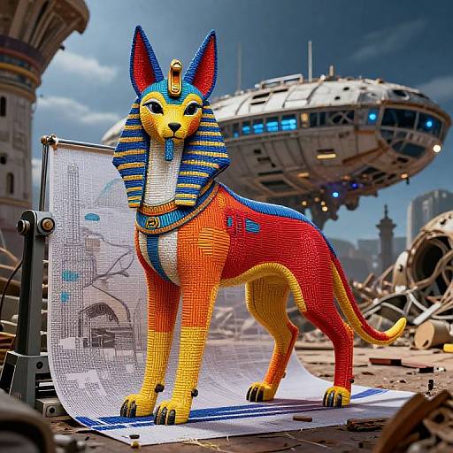 Anubis Machine Quilting in Giger Style