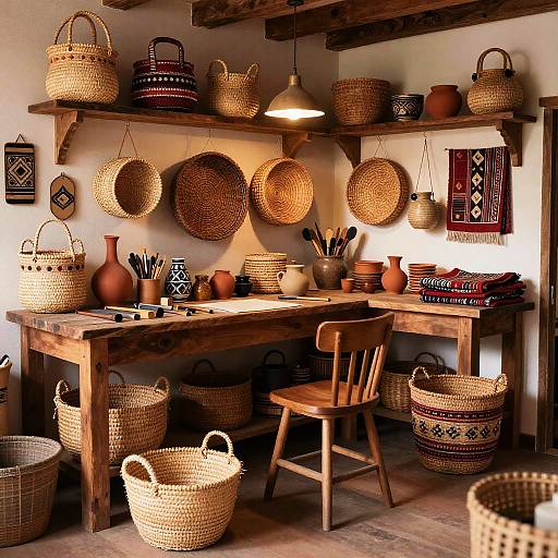 Rustic Artisan Workspace with Crafts
