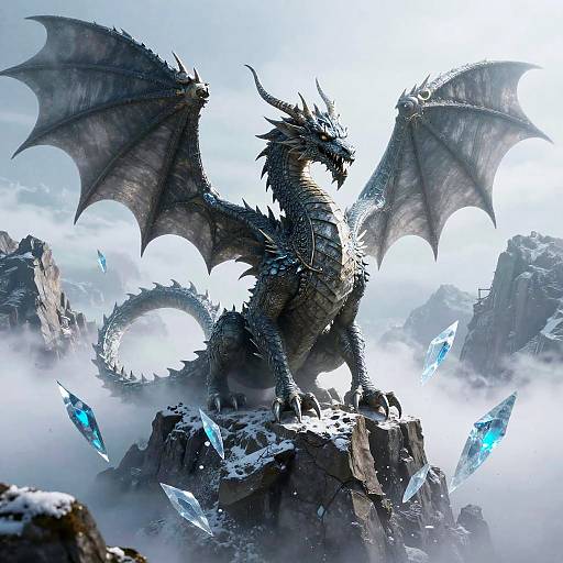 Ancient Stone Dragon on Misty Peak