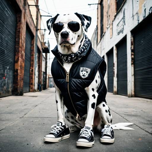 Dalmatian in Hip-Hop Outfit in Urban Alley