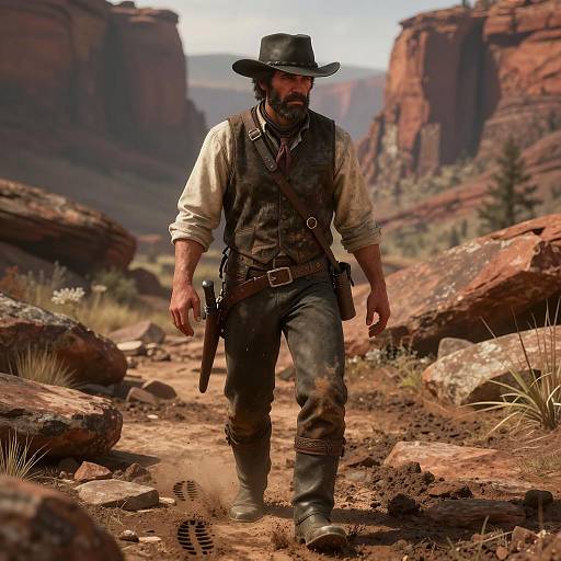 Cinematic Bounty Hunter in Rocky Canyon