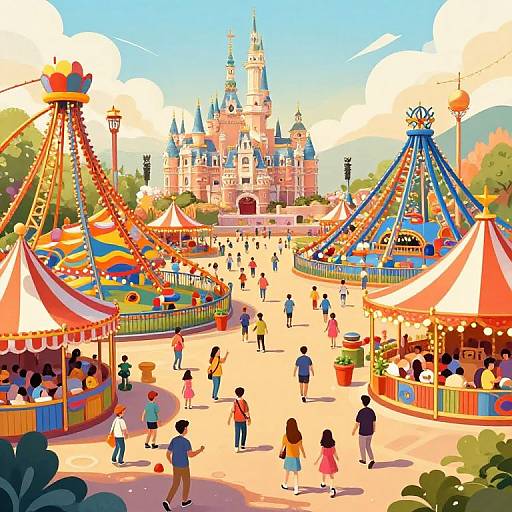Joyful Disney Theme Park Scene