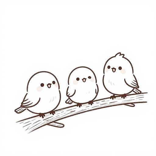 Playful Line Art of Bird Family
