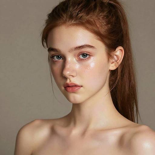 Realistic Glowy Young Ginger Woman Portrait