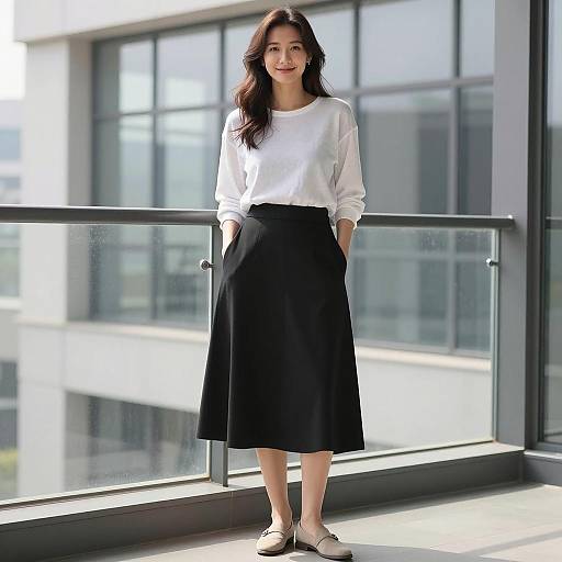 Casual Midi Skirt Outfit in Daylight