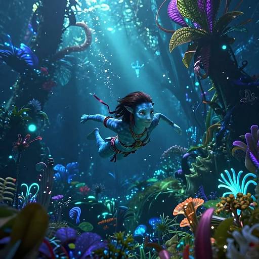 Na'vi Warrior in Bioluminescent Forest