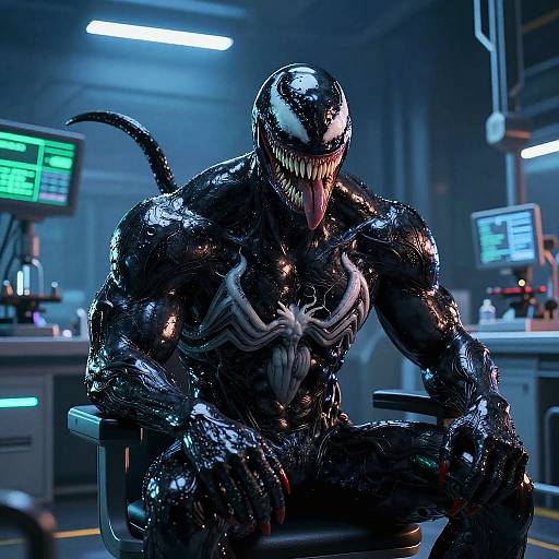Venom in Futuristic Neon Laboratory