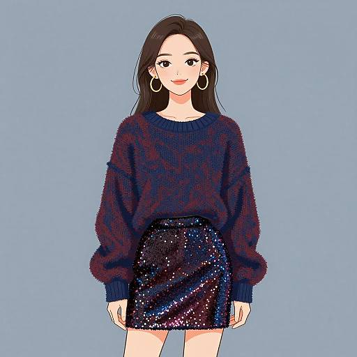 Smiling Woman in Cozy Chic Outfit