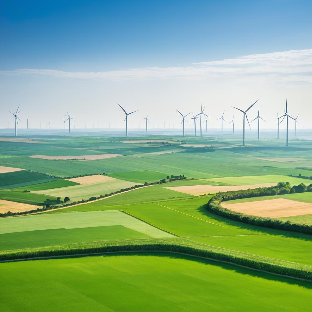 Serene Landscape with Wind Turbines