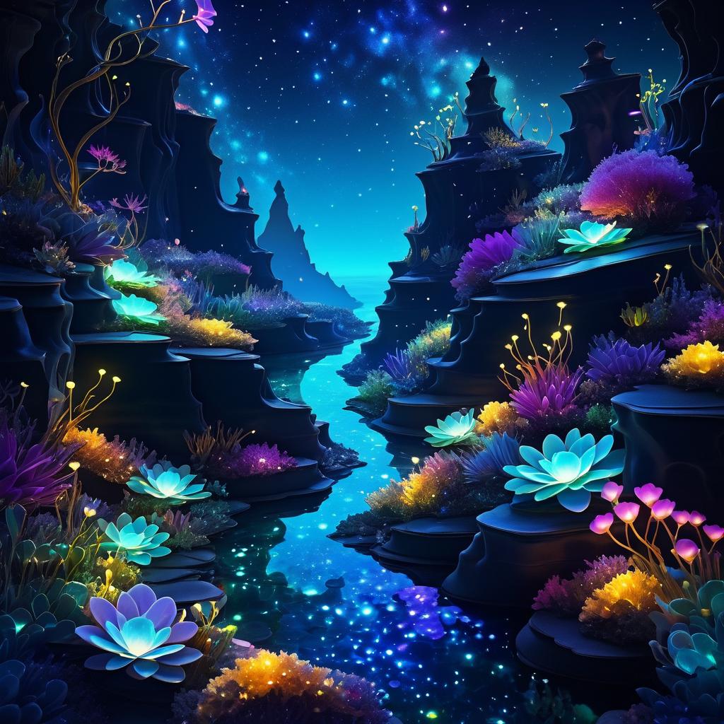 Enchanting Bioluminescent Reef Landscape