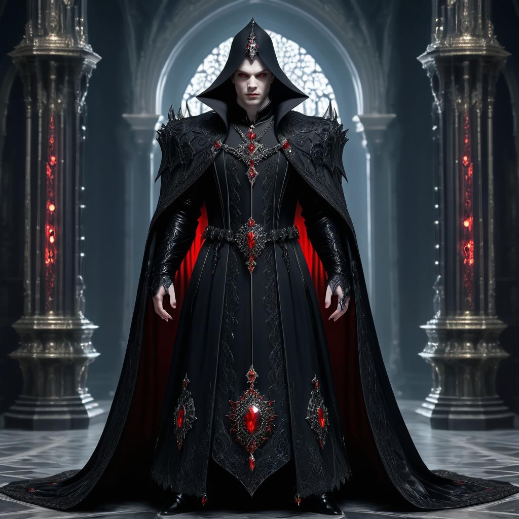 Imposing Vampire Lord in Gothic Castle