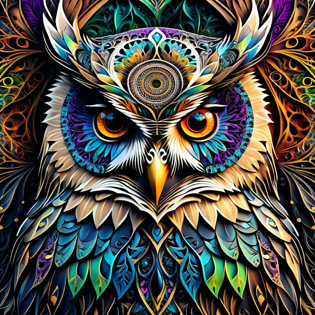 Fractal Owl: Hyper-Realistic Medieval Art