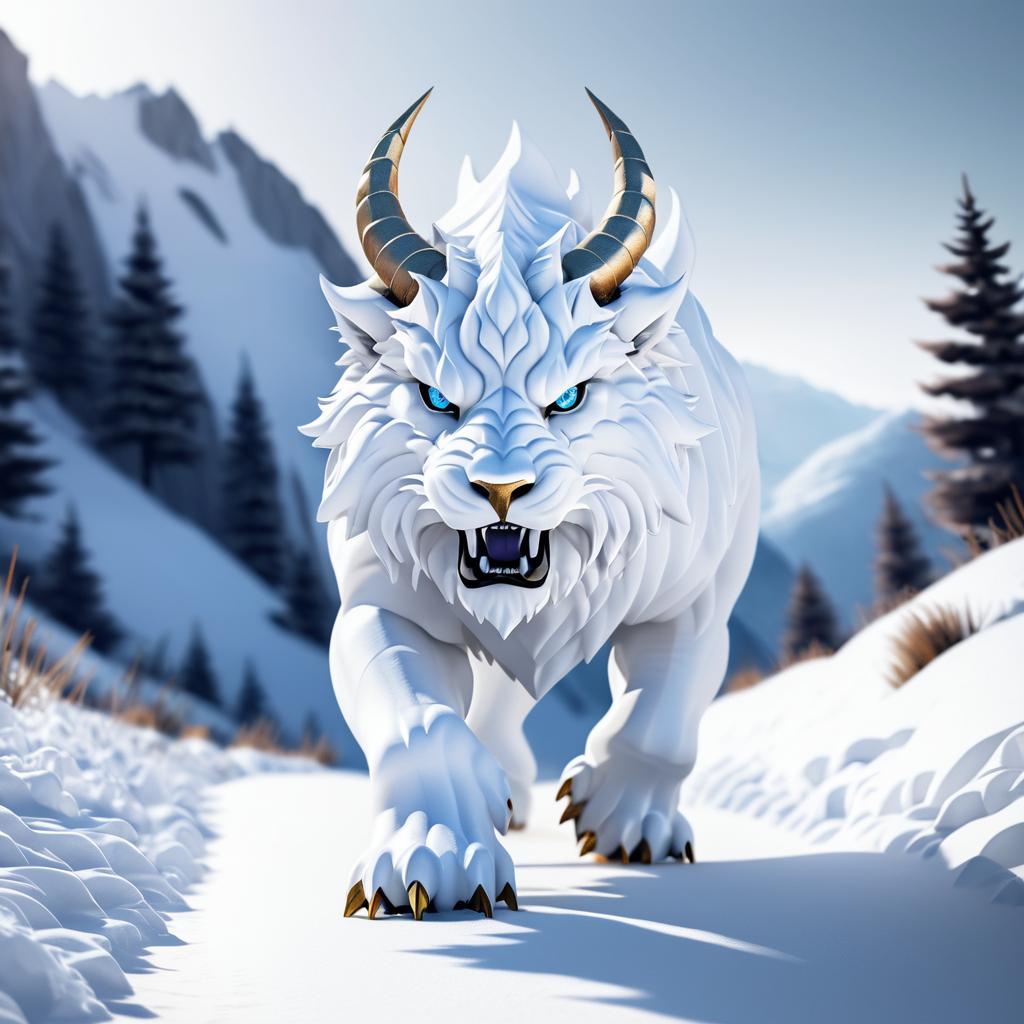 Ultra-Realistic Snow Chimera in Mountains