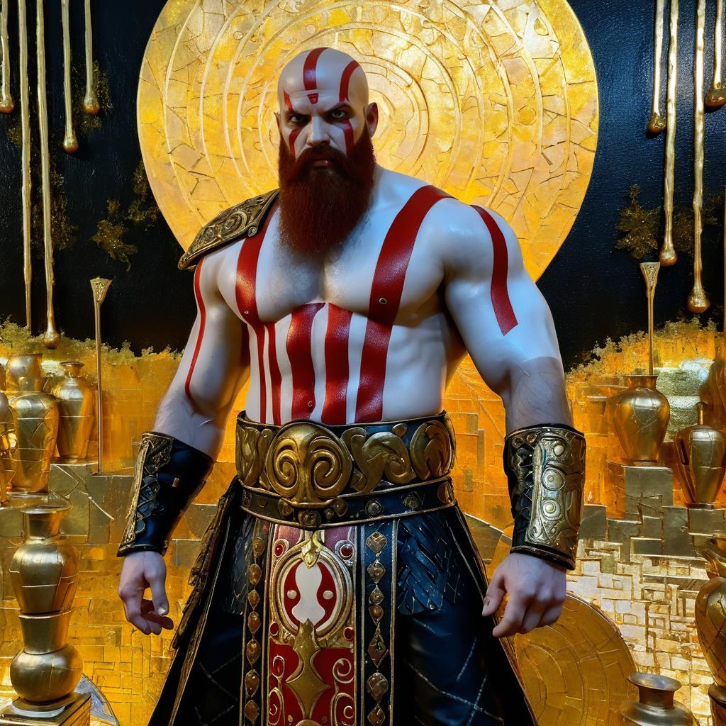 Kratos in Midgard: A Klimt Masterpiece