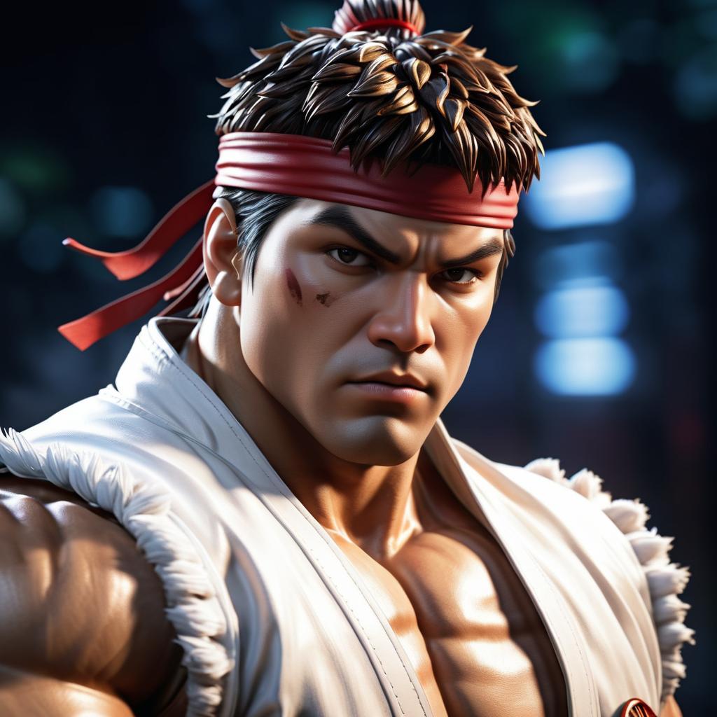 Cinematic Ryu Portrait from Street Fighter