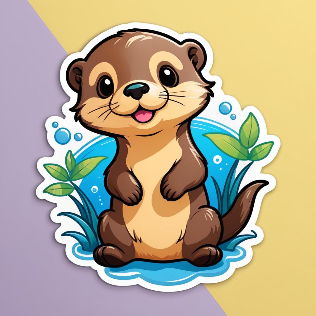 Cute Cartoon Otter Sticker Design