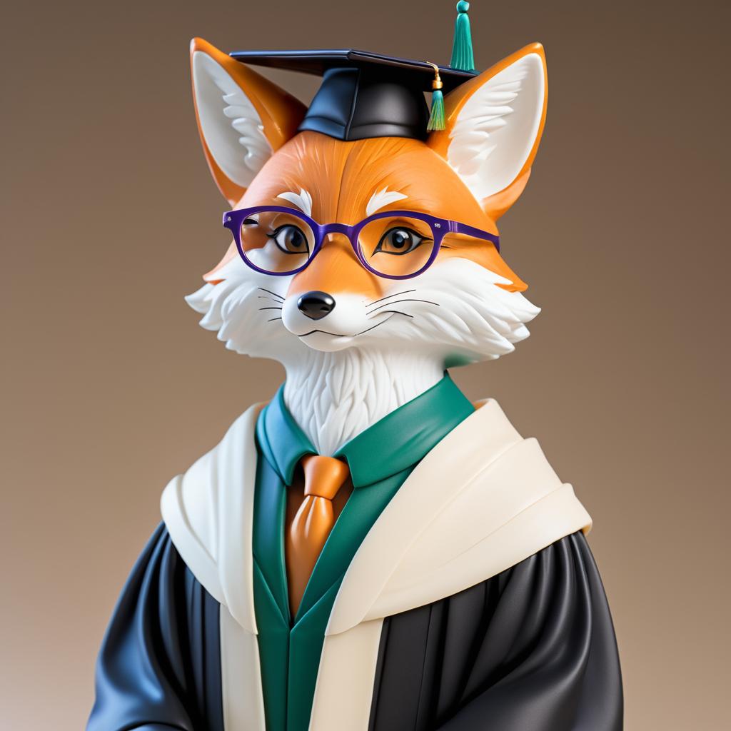 Scholarly Fox in Cap and Gown